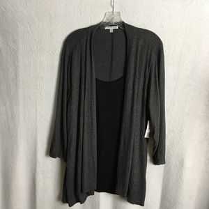 Notations Grey and Black Cardigan/Top Combo, 3X